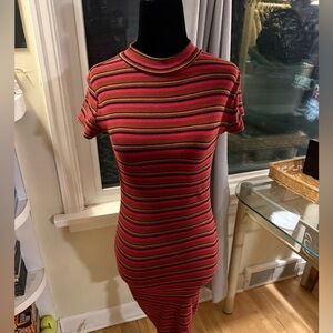 Garage Red and Black Striped Mini Dress